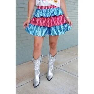 RED WHITE & BLUE STAR SPANGLE RUFFLE SKORT